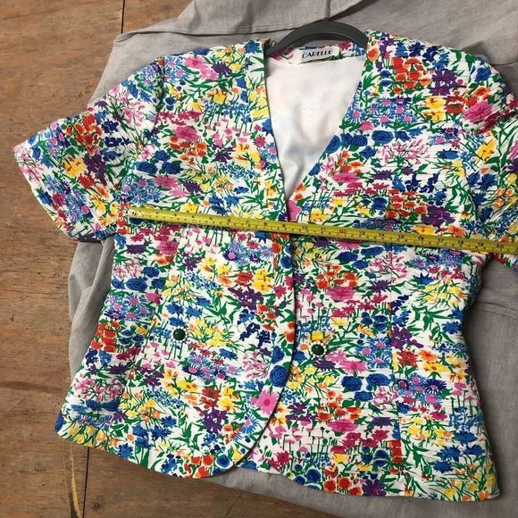 Carelle 🐾  Floral White Open Jacket Blazer Size 14 - Picture 6 of 6